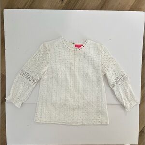 Lily Pulitzer Eyelit White 3/4 Sleeve Blouse Size 0